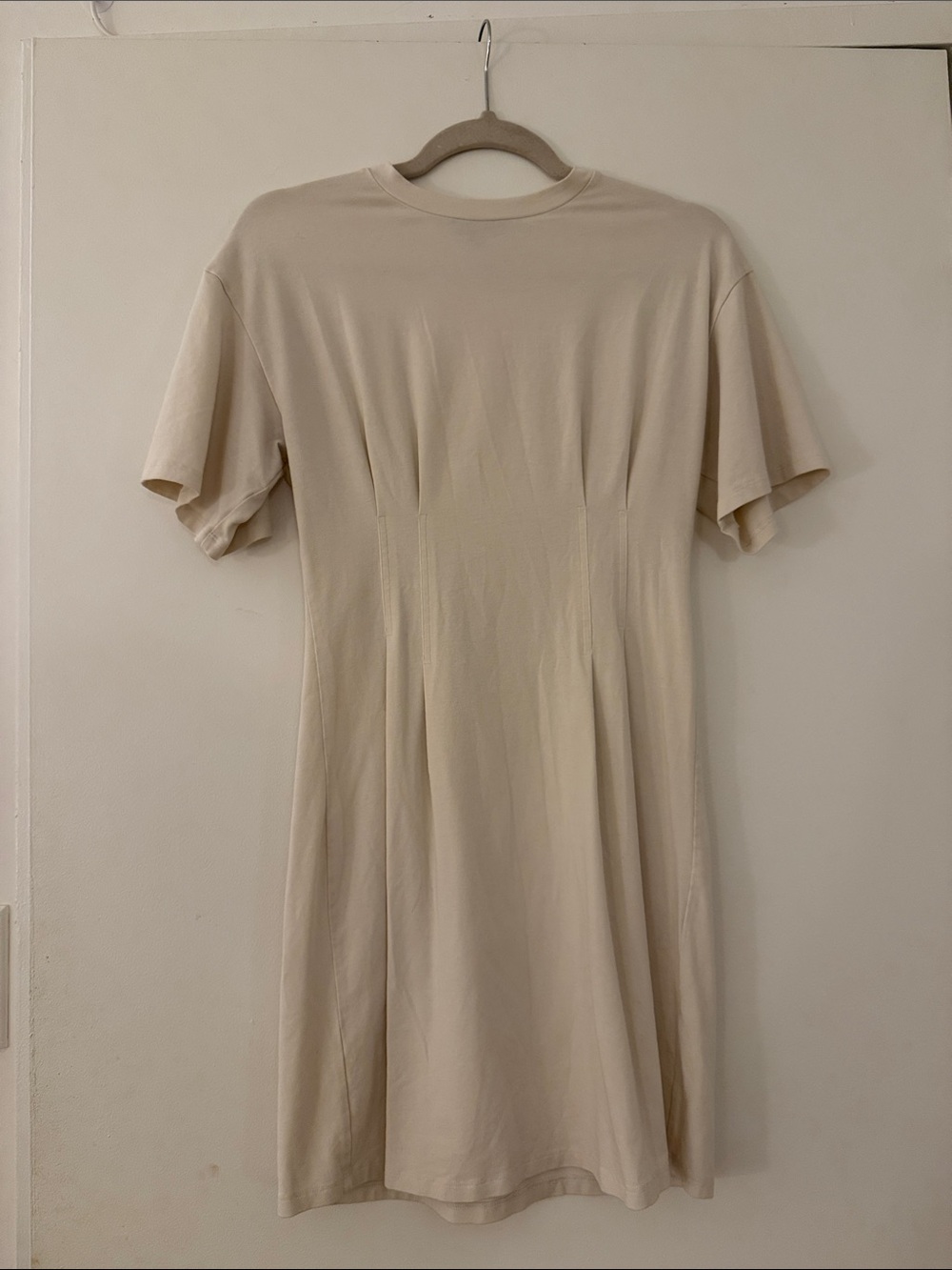 Theory Cream Short-Sleeve Fit-and-Flare Dress